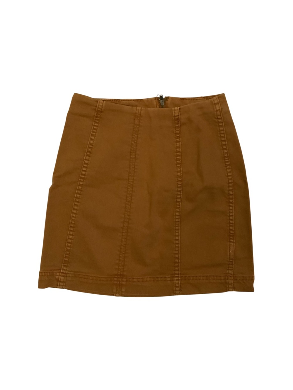 Free People Modern Femme Denim Mini Skirt in Chestnut Brown Size 2